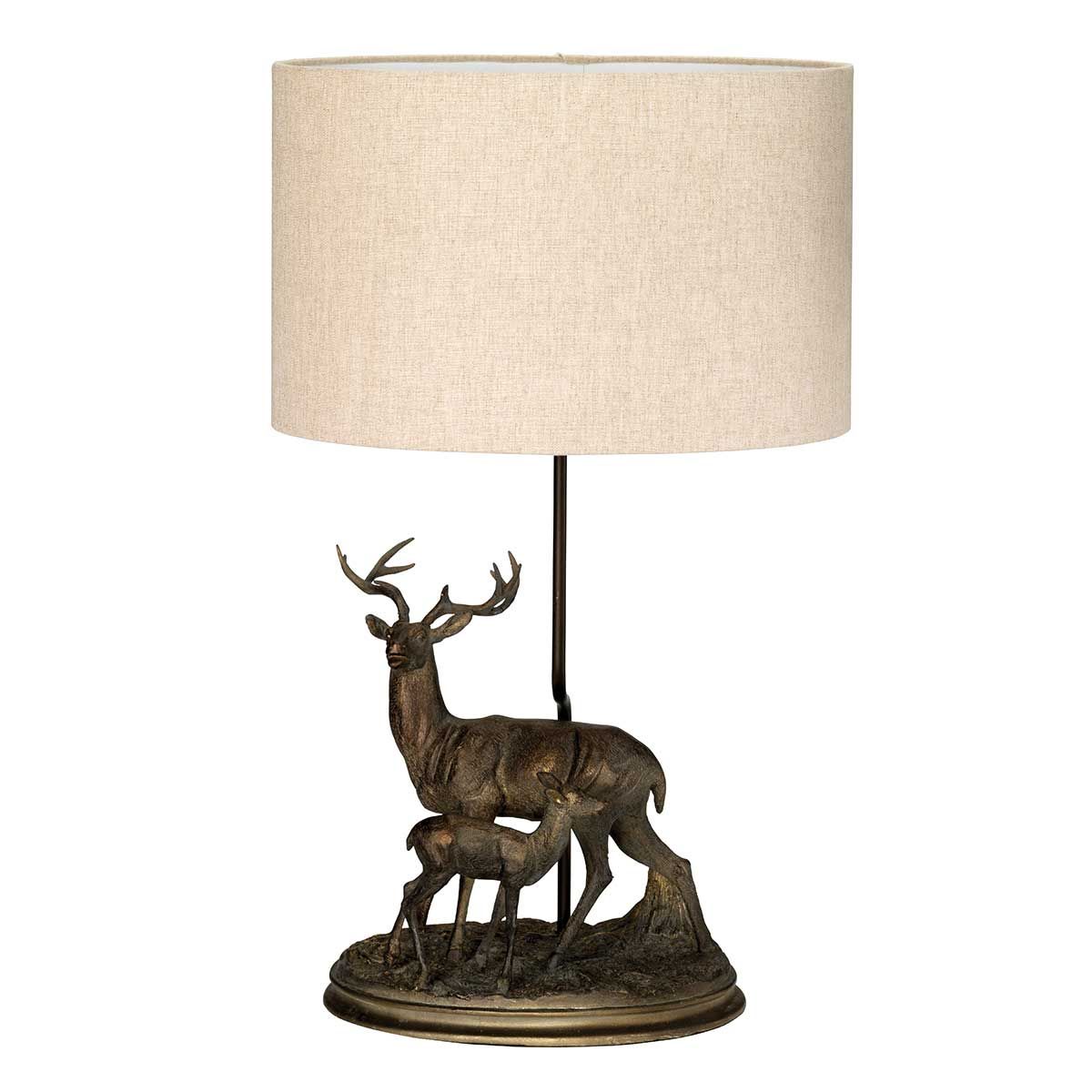 Amelia Light Table Lamp in Oval Shade Bronze Patina with Natural Shade