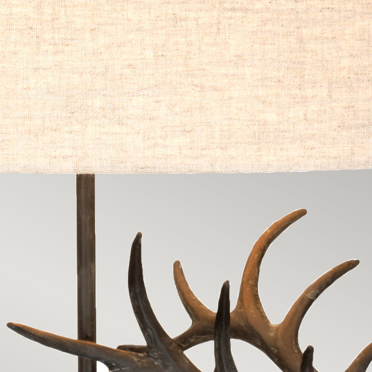 Angus Light Table Lamp in Oval Shade Bronze Patina with Natural Shade