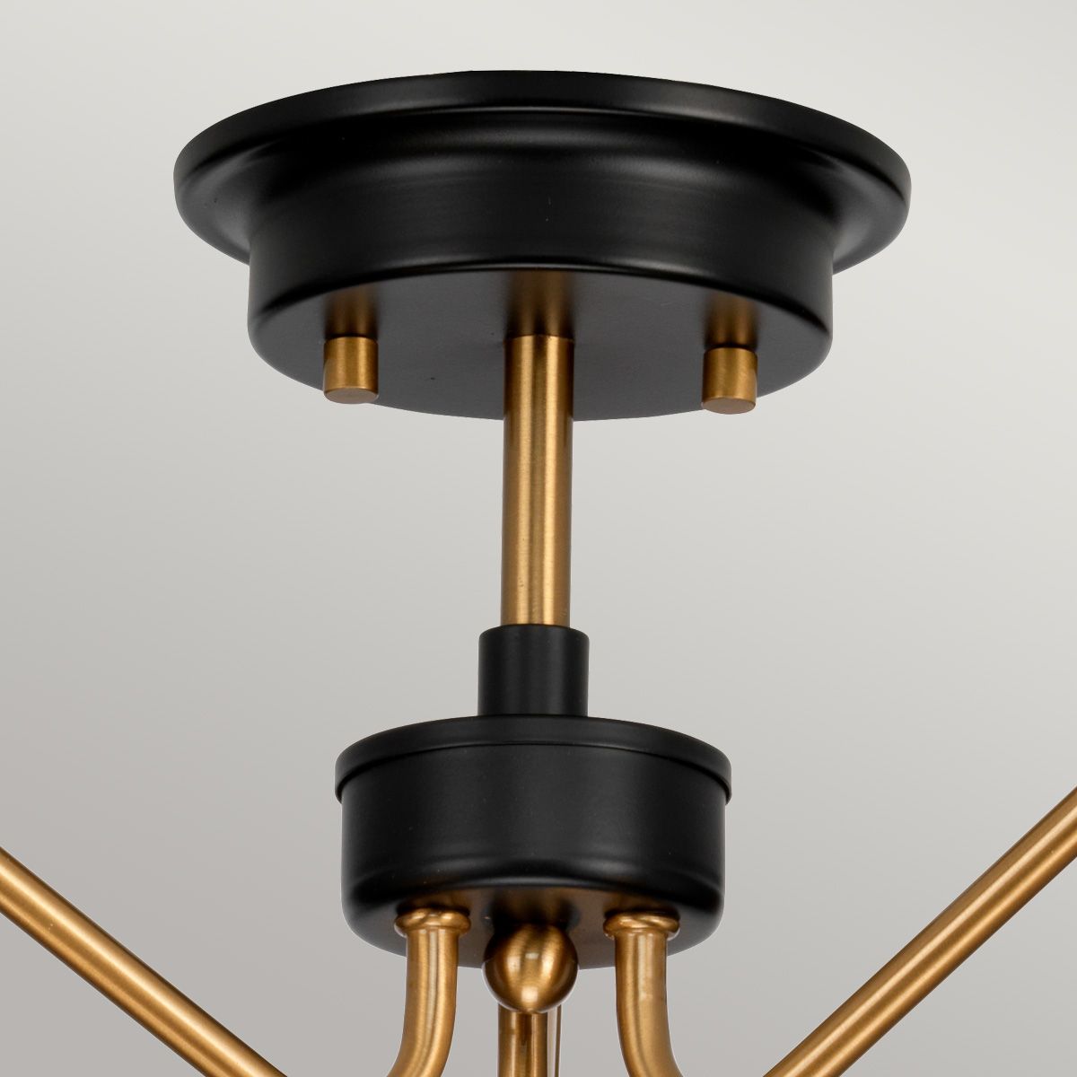 Armand Light Semi-Flush in Aged Brass Plated & Charcoal Black Paint