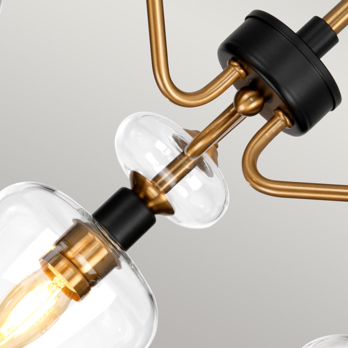 Armand Light Semi-Flush in Aged Brass Plated & Charcoal Black Paint