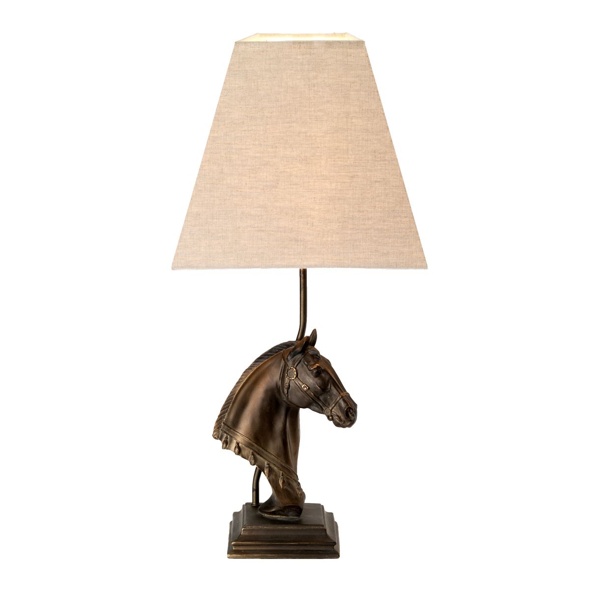 Eclipse Light Table Lamp in Tapered Square Shade in Bronze Patina with Natural Shade