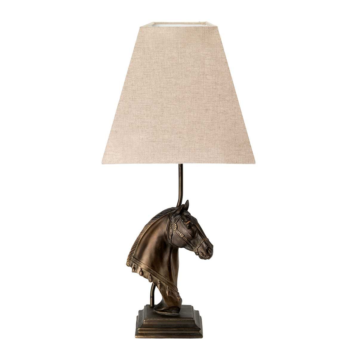 Eclipse Light Table Lamp in Tapered Square Shade in Bronze Patina with Natural Shade