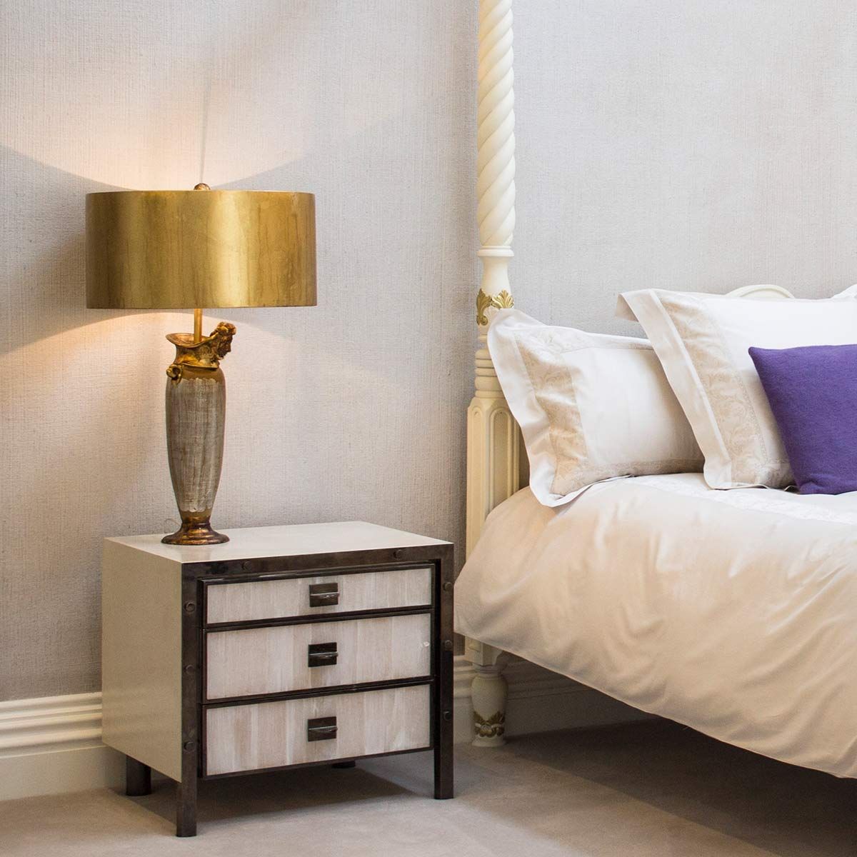Bienville Light Table Lamp in Silver and Gold with Gilded Gold Shade