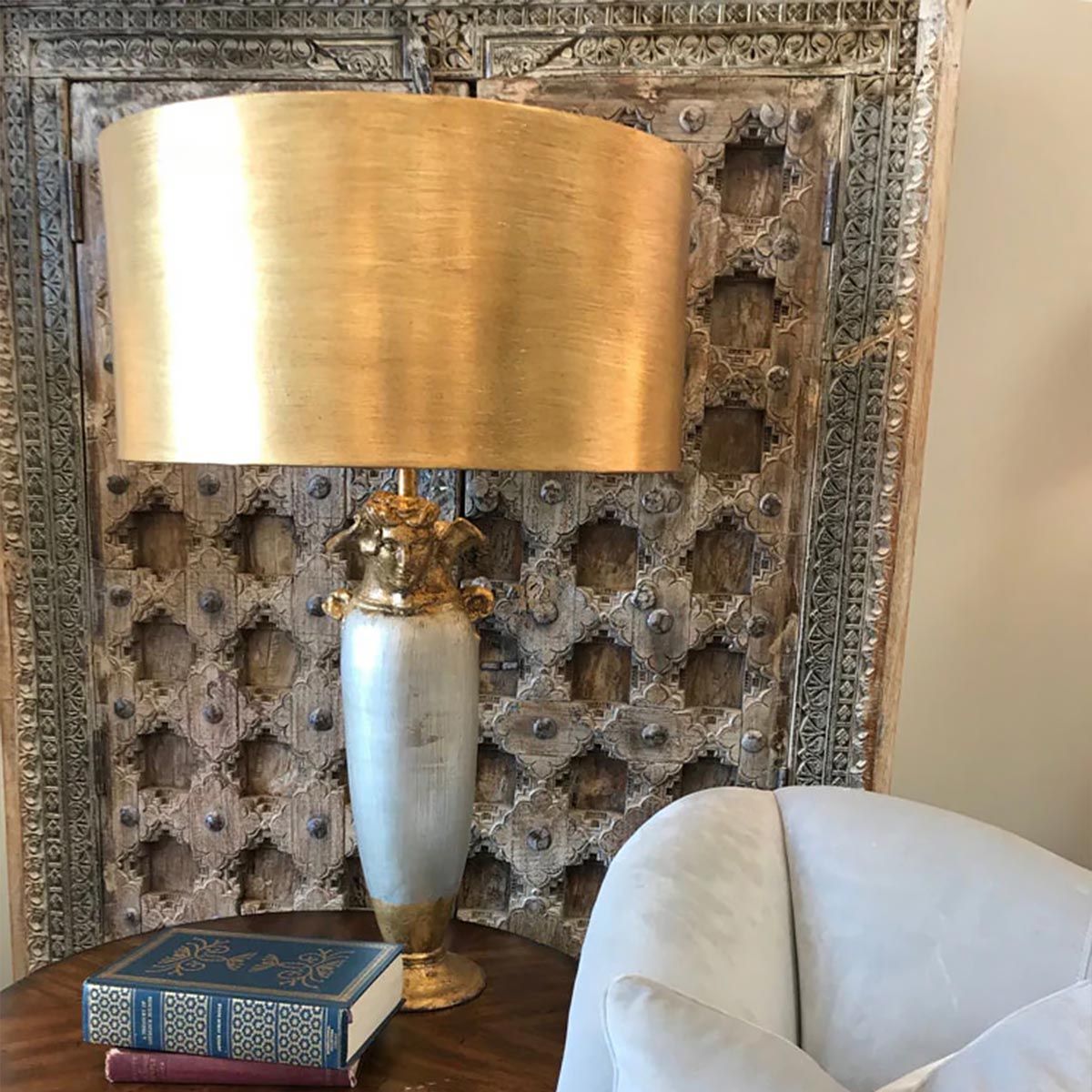 Bienville Light Table Lamp in Silver and Gold with Gilded Gold Shade