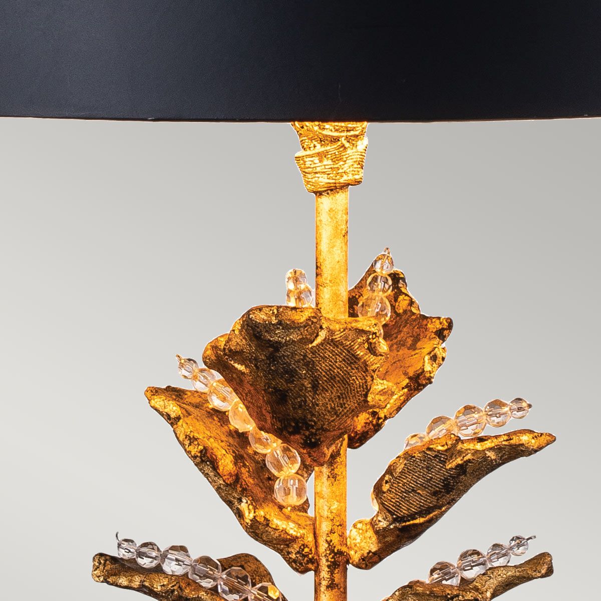 Camilia Table Lamp in Antique Gold and Black with Black Shade