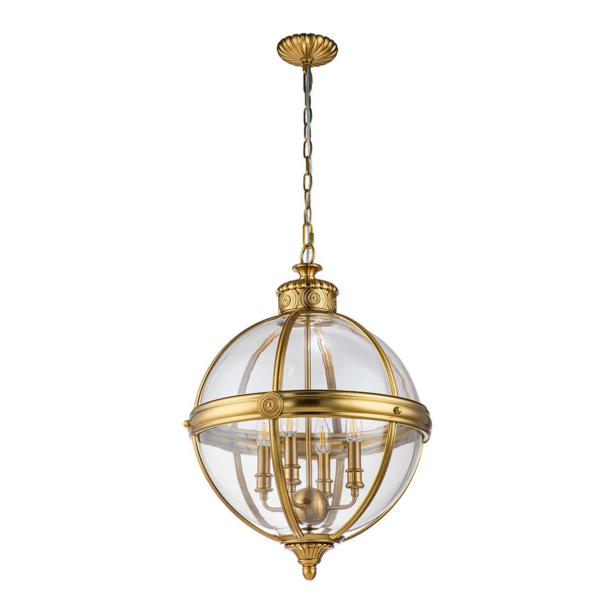 Adams Light Pendant Chandelier In Burnished Brass