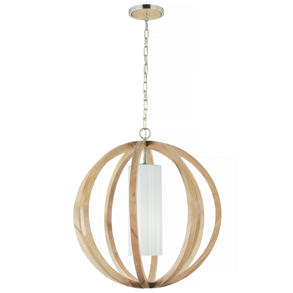 Allier Light Large Pendant in Light Wood/Brushed Steel