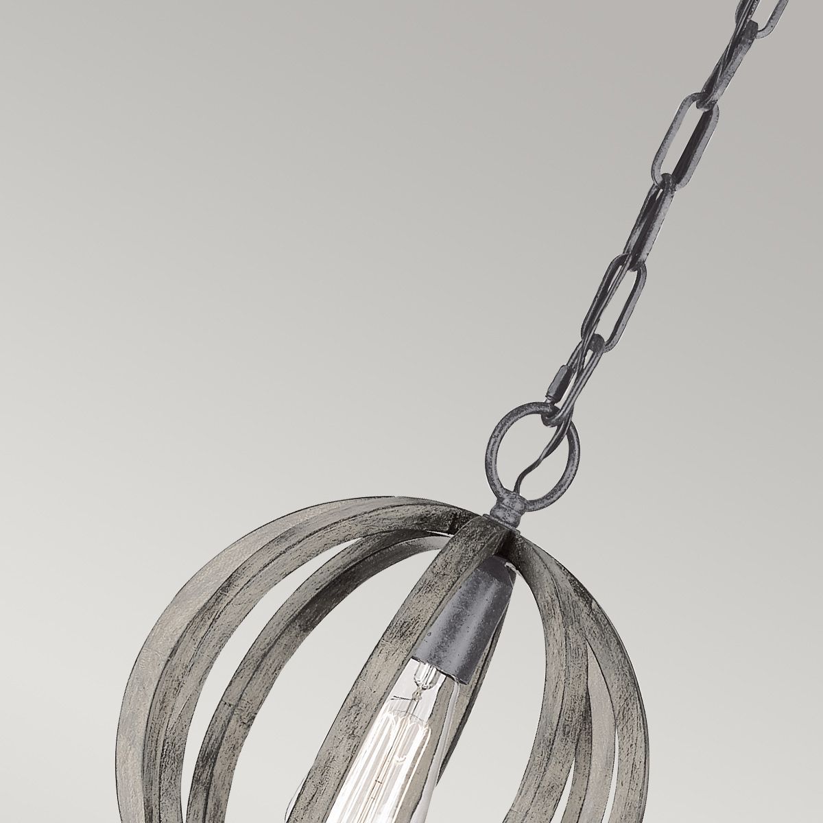 Allier Light Mini Pendant in Weathered Oak Wood and Antique Forged Iron
