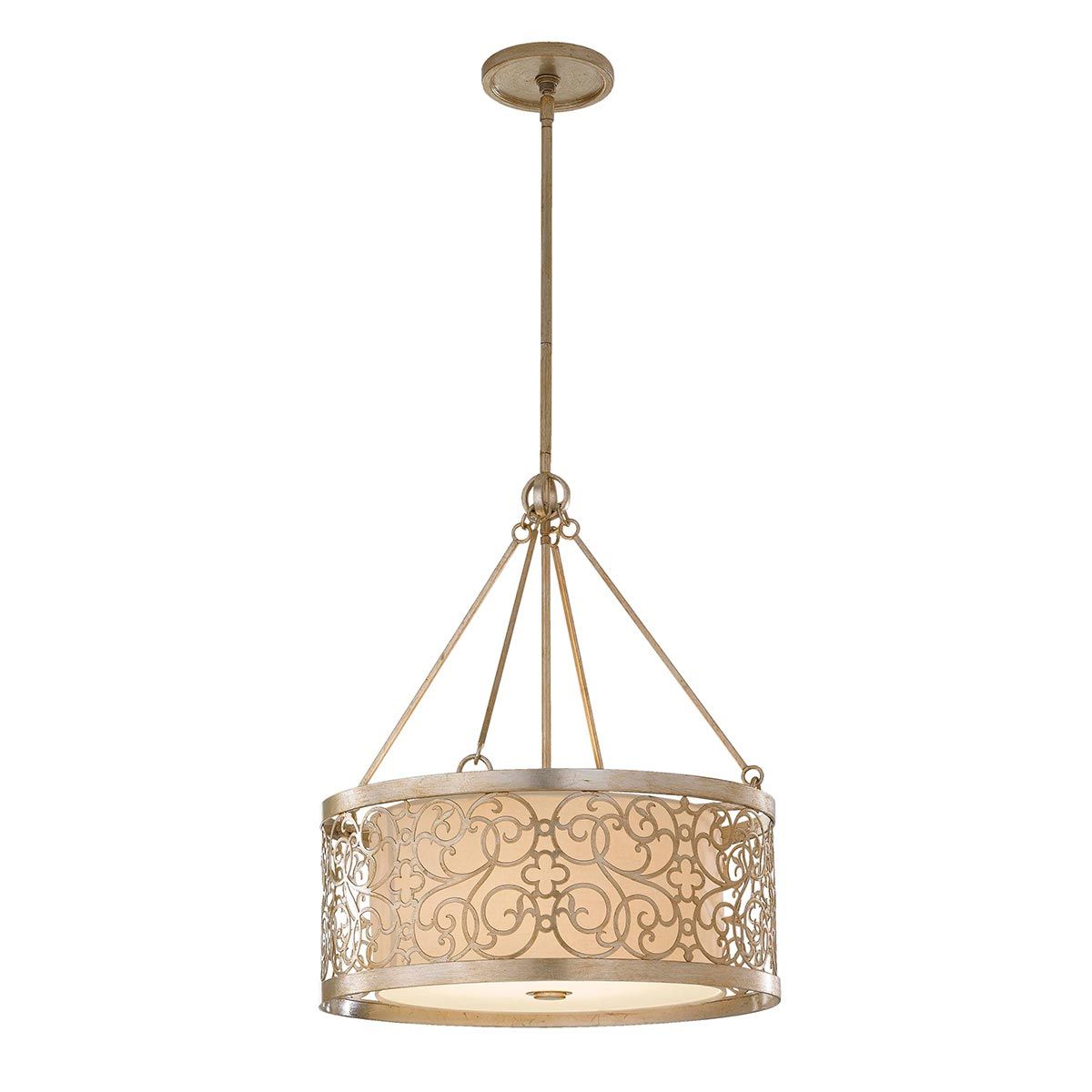 Arabesque Light Chandelier in Silver Leaf Patina