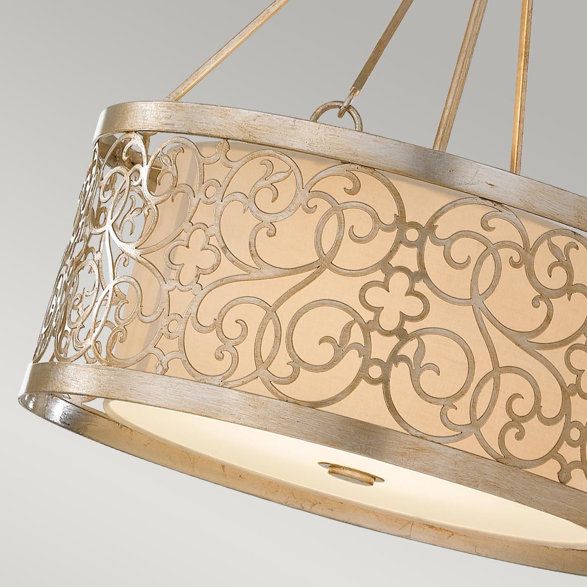 Arabesque Light Chandelier in Silver Leaf Patina