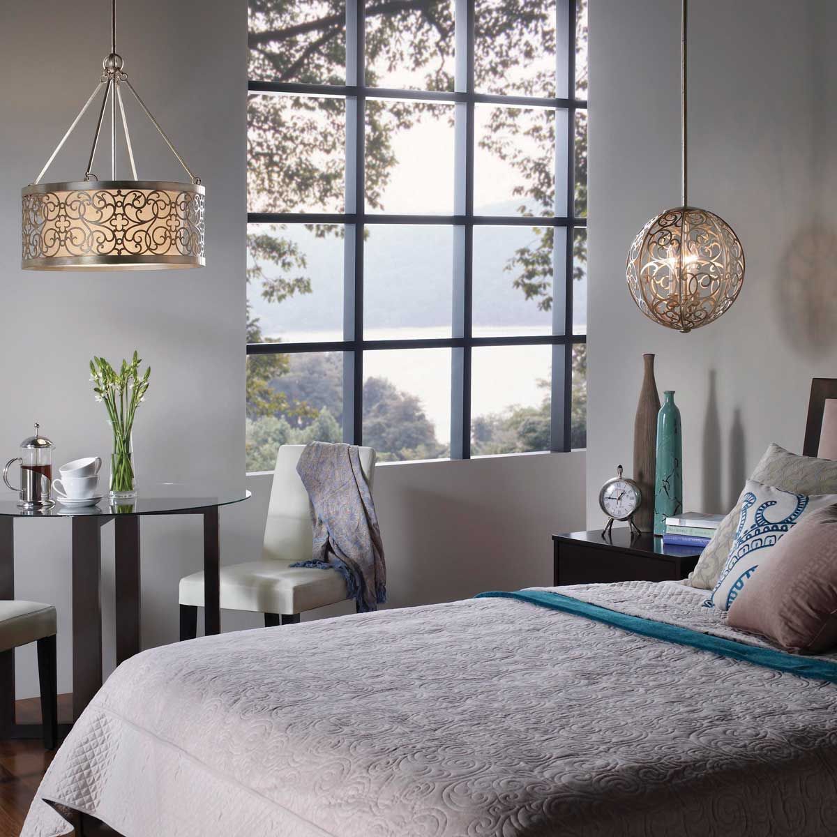 Arabesque Light Chandelier in Silver Leaf Patina
