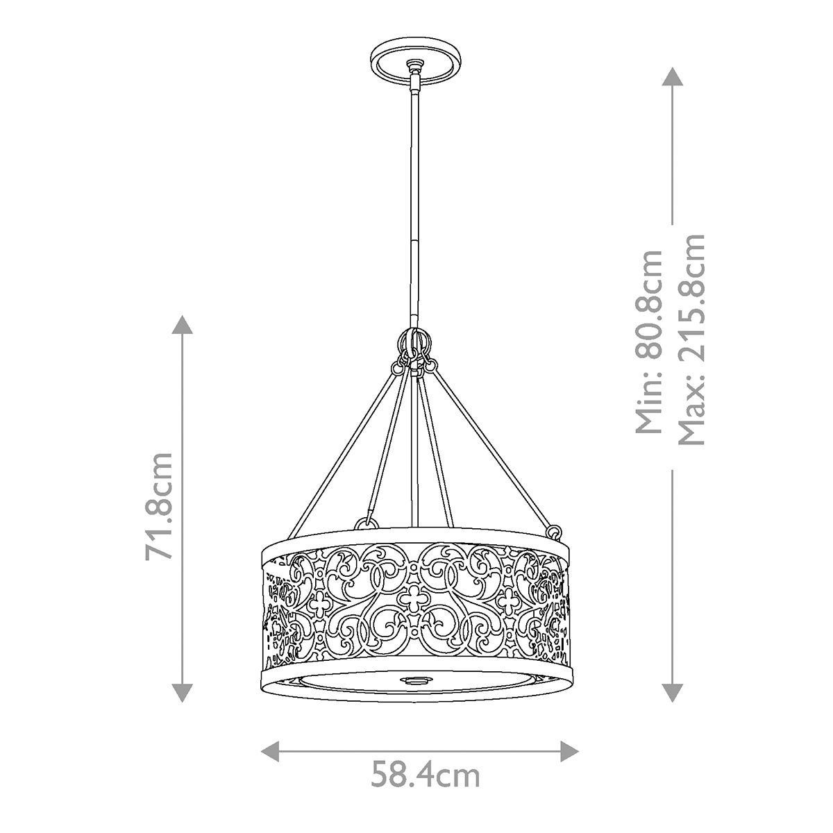 Arabesque Light Chandelier in Silver Leaf Patina