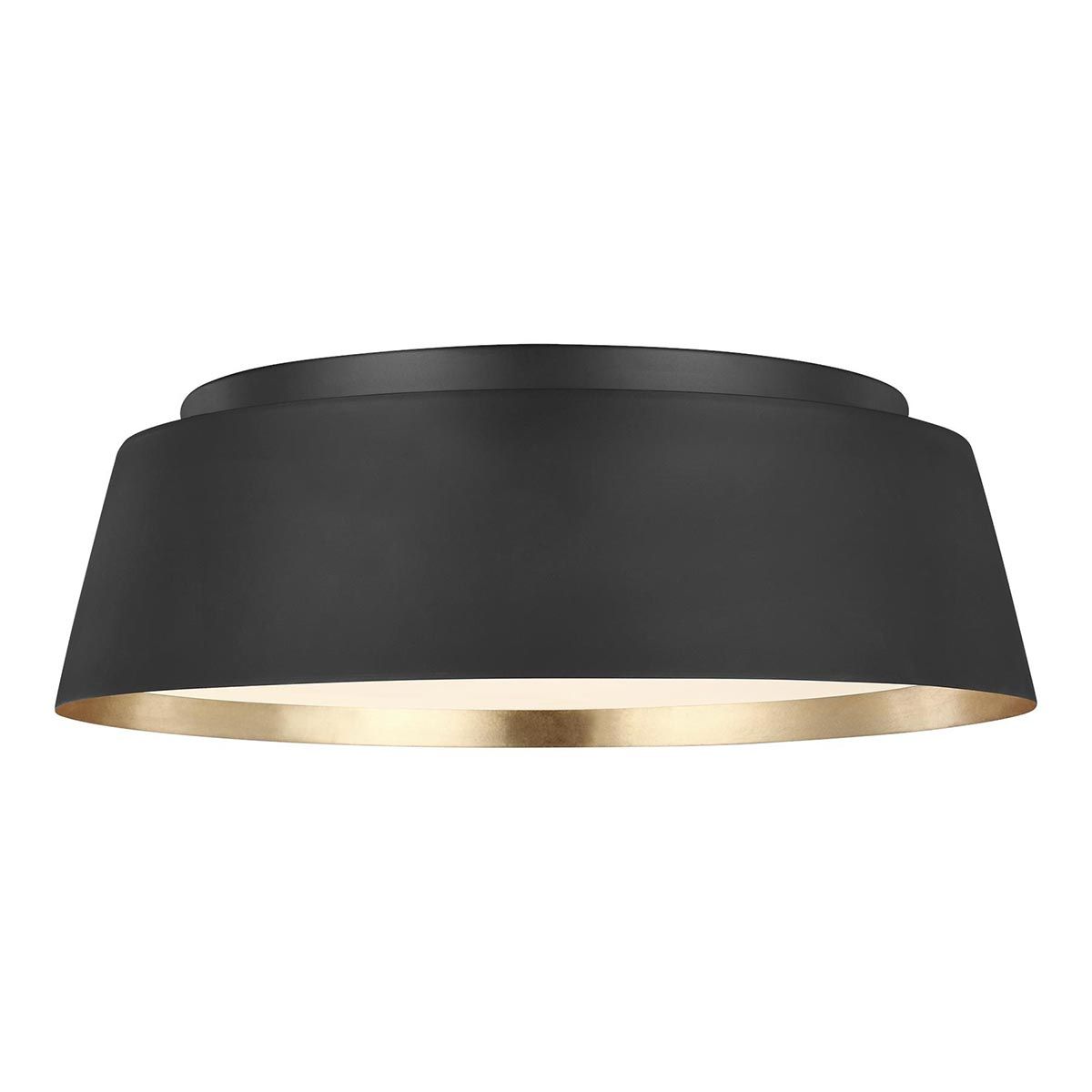 Asher Light Flush Light in Midnight Black & Gold