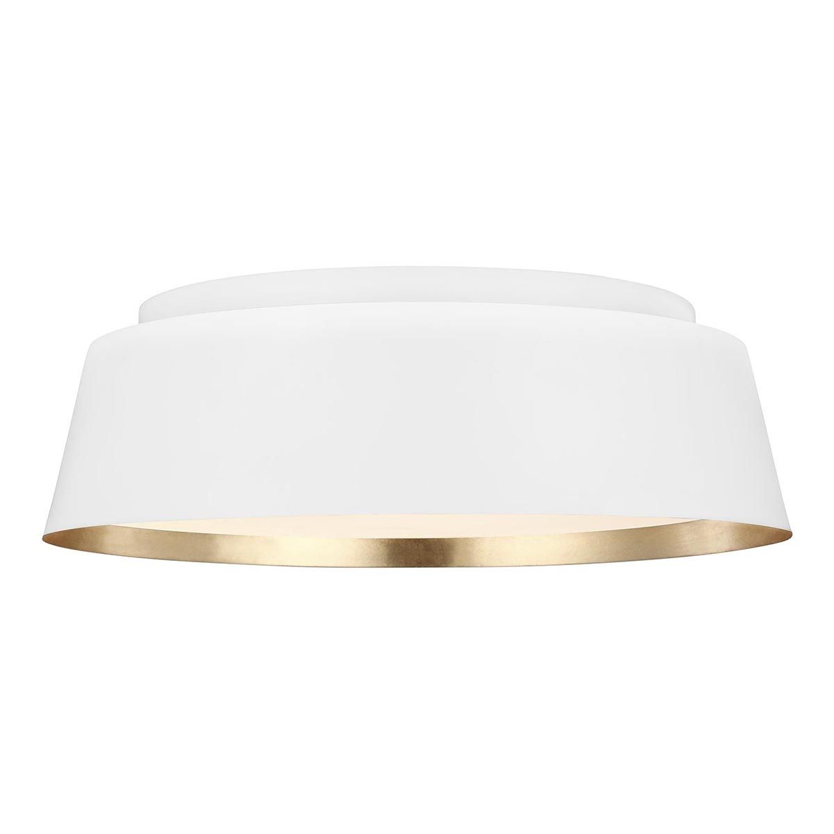 Asher Light Flush Light in Matte White & Gold