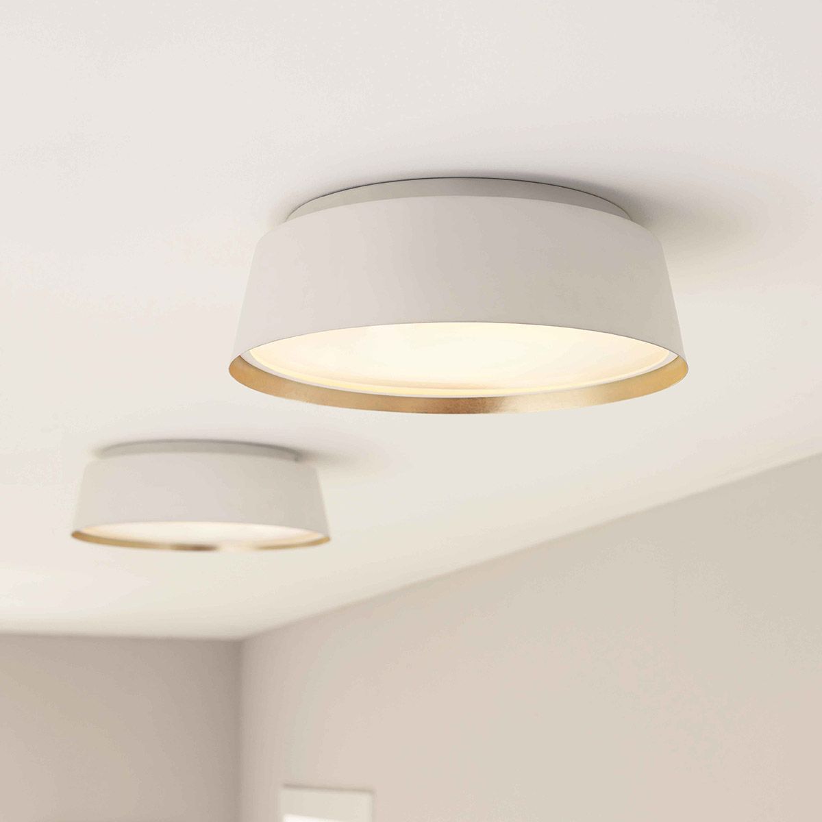 Asher Light Flush Light in Matte White & Gold
