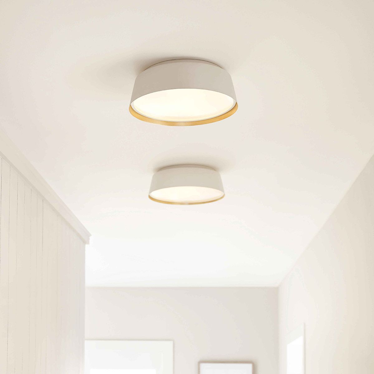 Asher Light Flush Light in Matte White & Gold