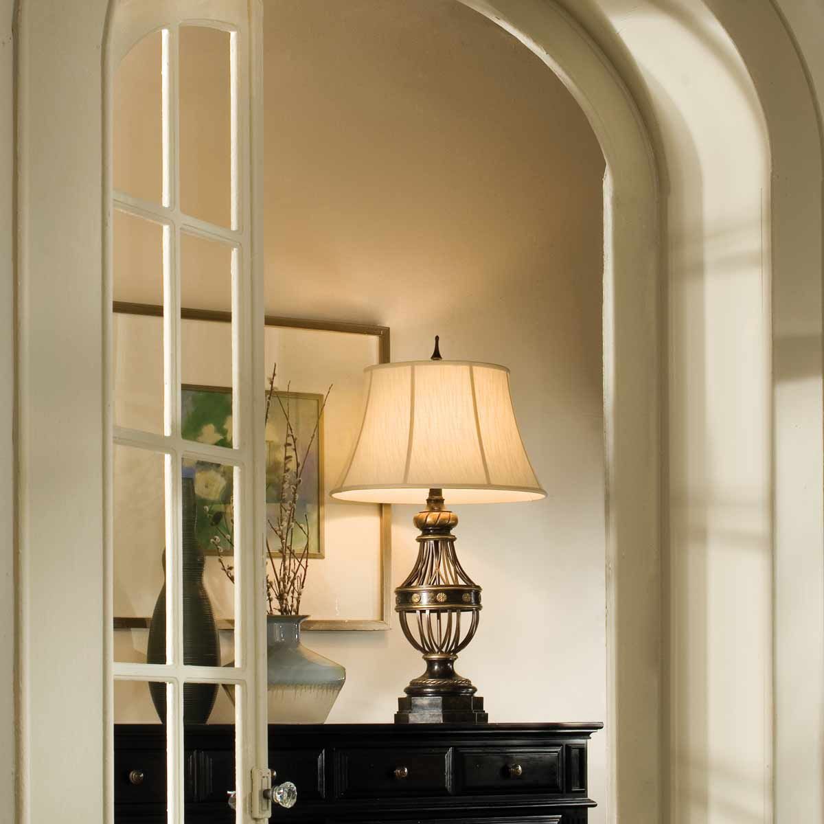 Augustine In Light Table Lamp Antique Brown with Ivory Shade