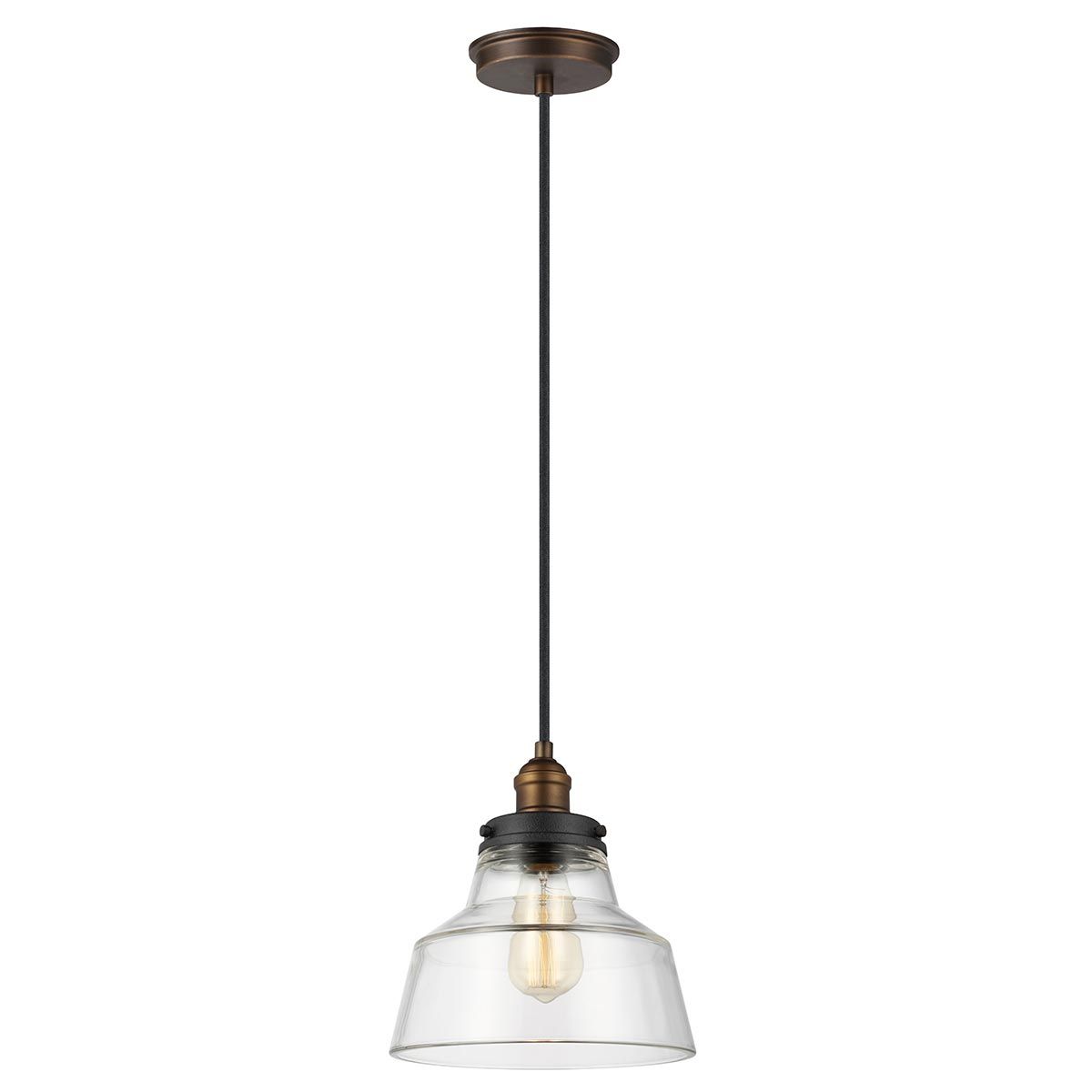 Baskin Light Pendant in Painted Aged Brass and Dark Weathered Zinc