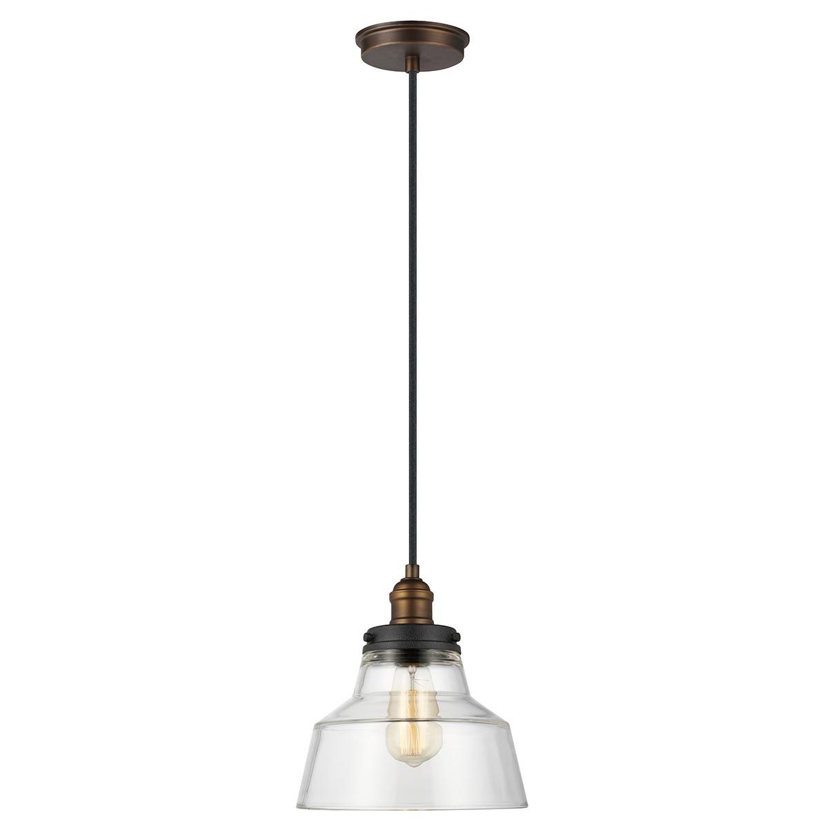Baskin Light Pendant in Painted Aged Brass and Dark Weathered Zinc