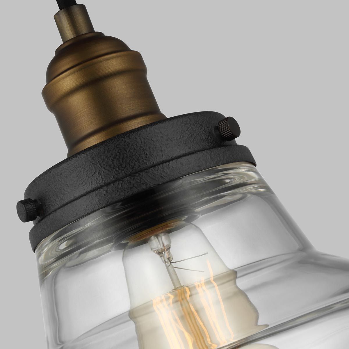 Baskin Light Pendant in Painted Aged Brass and Dark Weathered Zinc