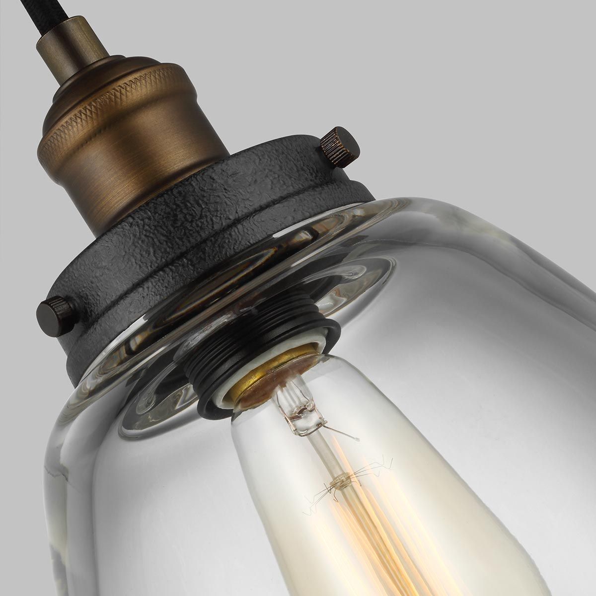 Baskin Light Pendant in Painted Aged Brass and Dark Weathered Zinc