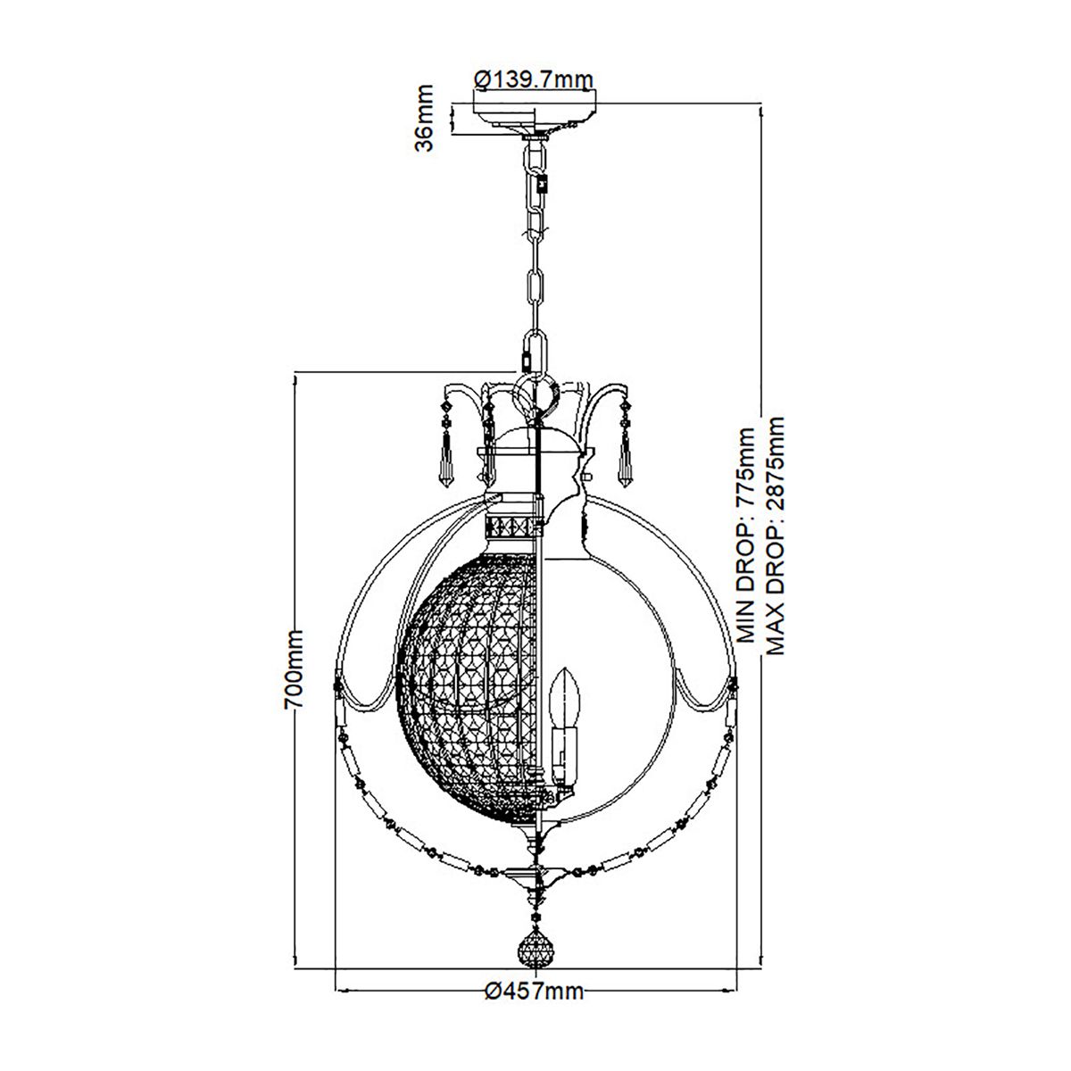 Bellini Light Chandelier in Oxidized Bronze/British Bronze