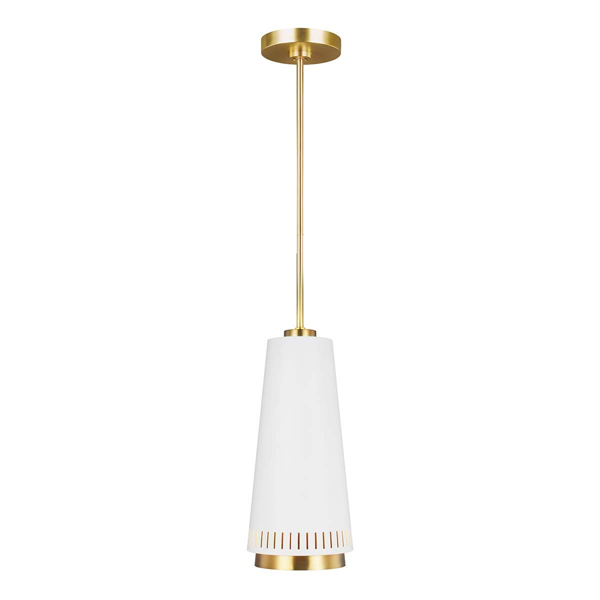 Carter Light Pendant in Matte White with Brass Accents
