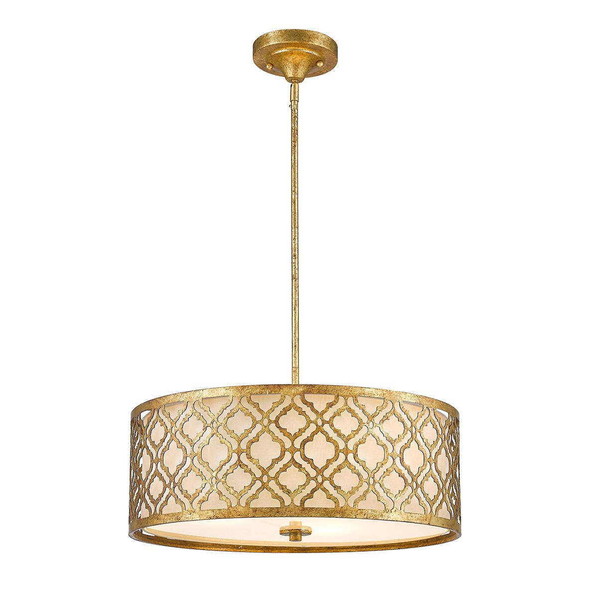 Arabella Light Duo Mount Large Pendant in Distressed Gold, Ivory Shade