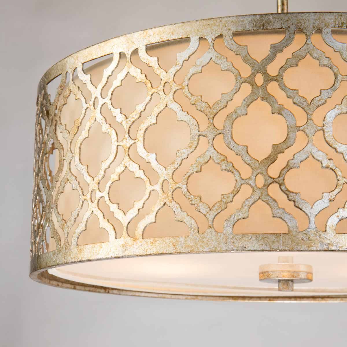 Arabella Light Duo Mount Large Pendant in Distressed Gold, Ivory Shade