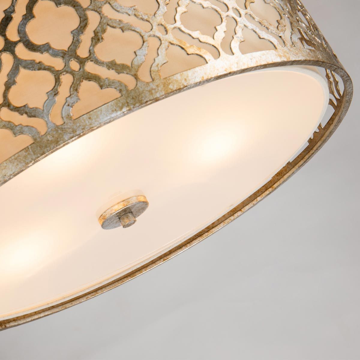 Arabella Light Duo Mount Large Pendant in Distressed Gold, Ivory Shade