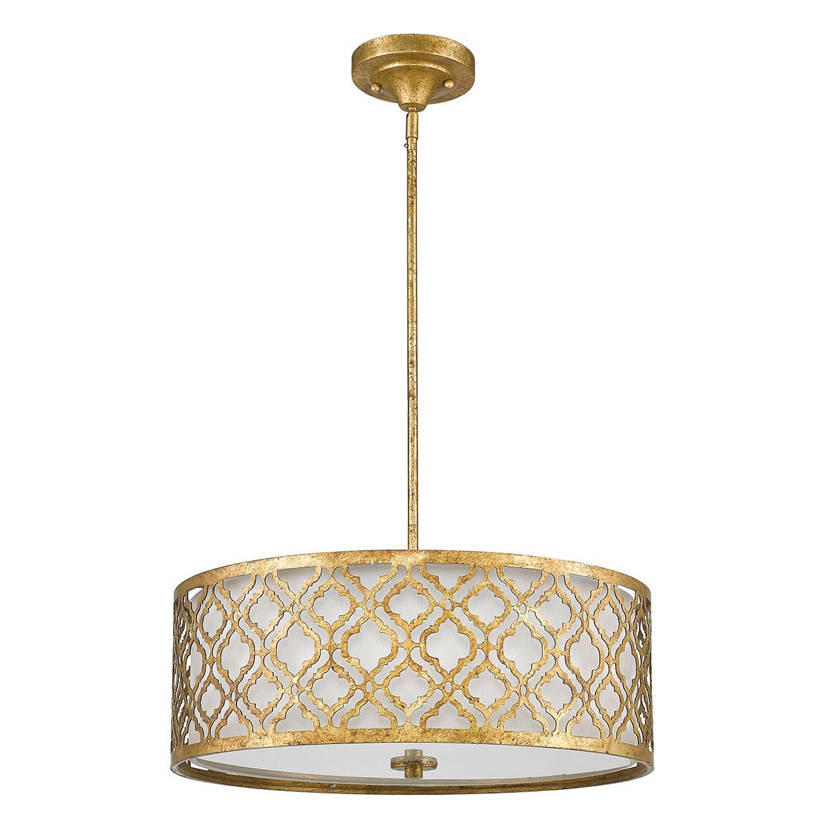 Arabella Light Duo Mount Large Pendant in Distressed Gold, Ivory Shade