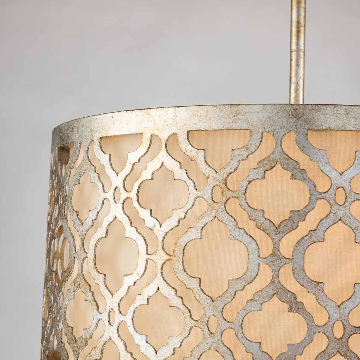 Arabella Light Duo Mount Medium Pendant in Distressed Gold, Ivory Shade