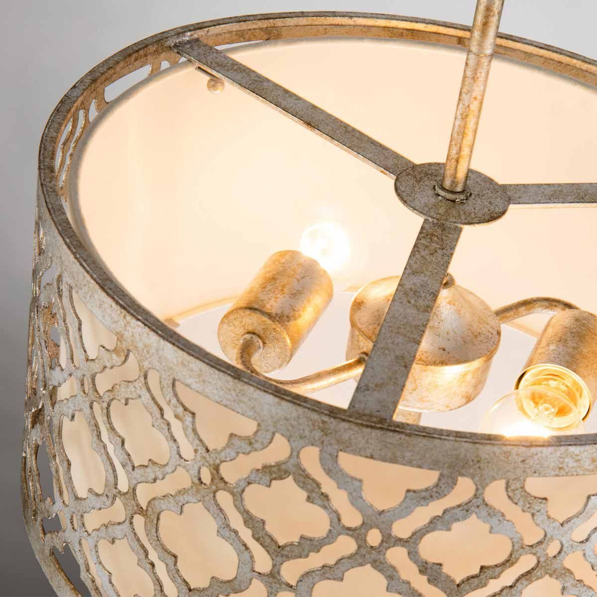 Arabella Light Duo Mount Medium Pendant in Distressed Gold, Ivory Shade
