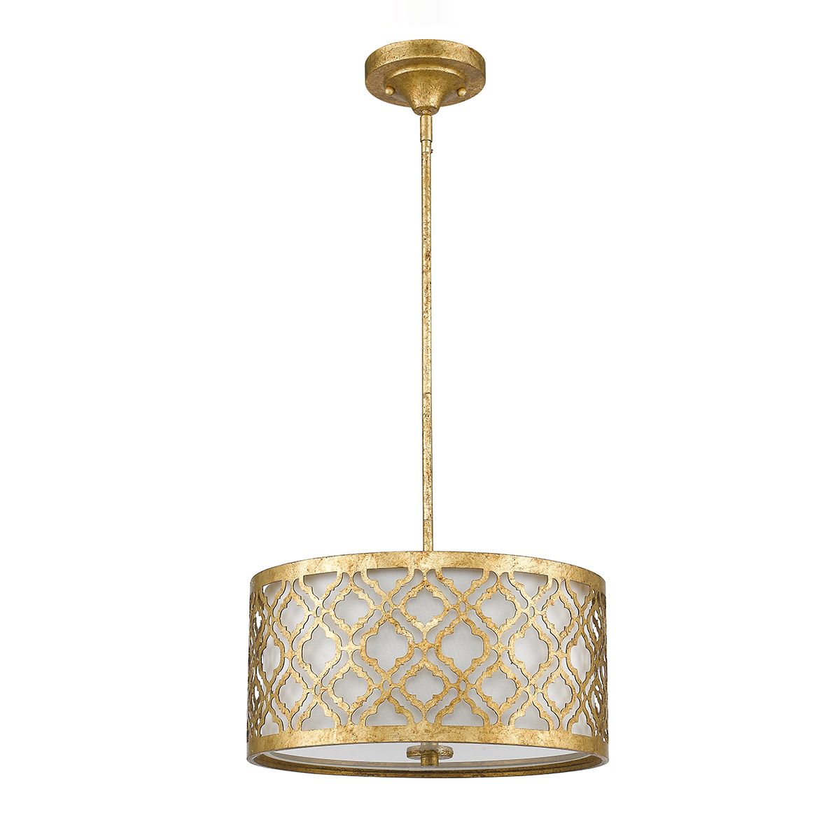 Arabella Light Duo Mount Medium Pendant in Distressed Gold, Ivory Shade