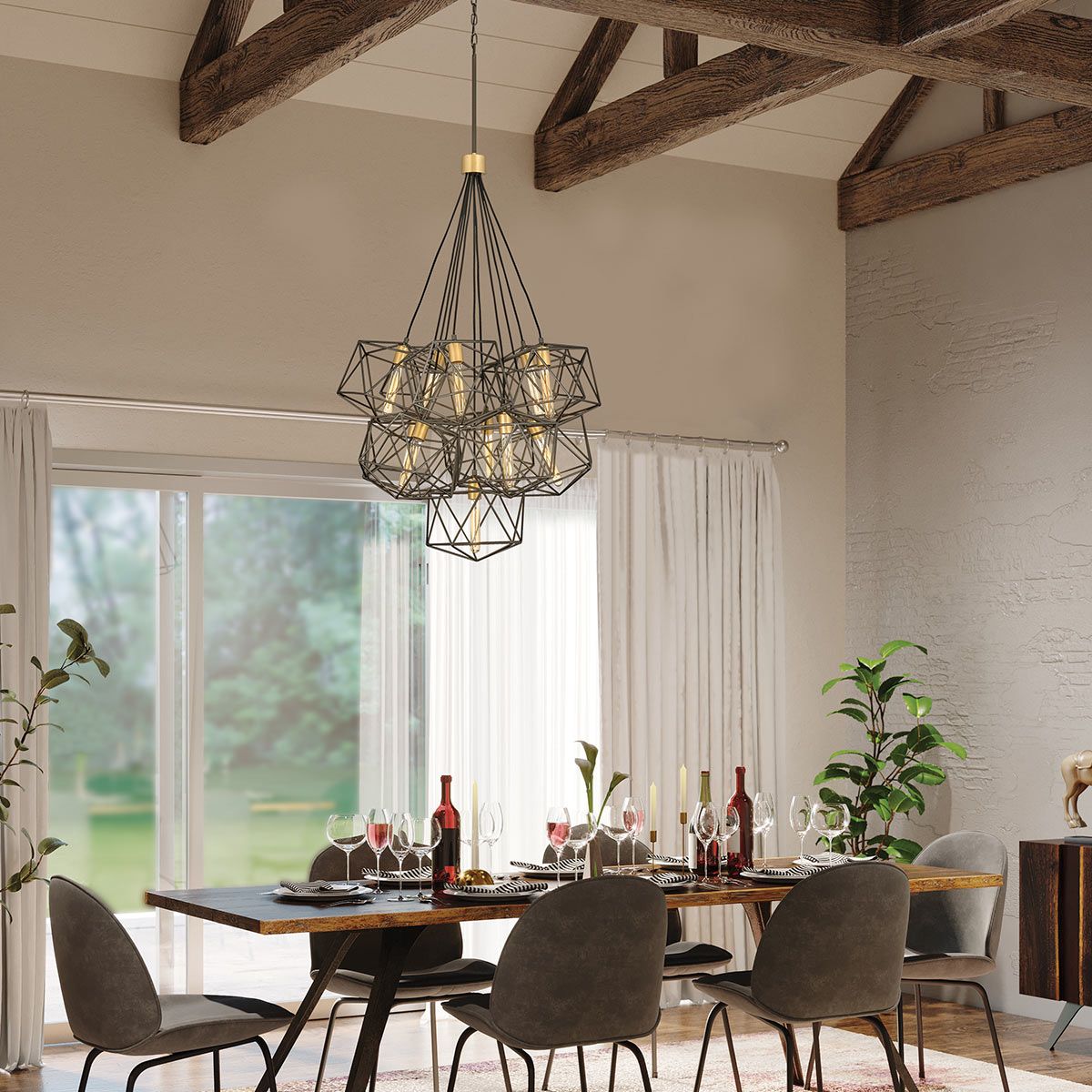 Astrid Light Pendant Cluster in Matte Bronze and Deluxe Gold