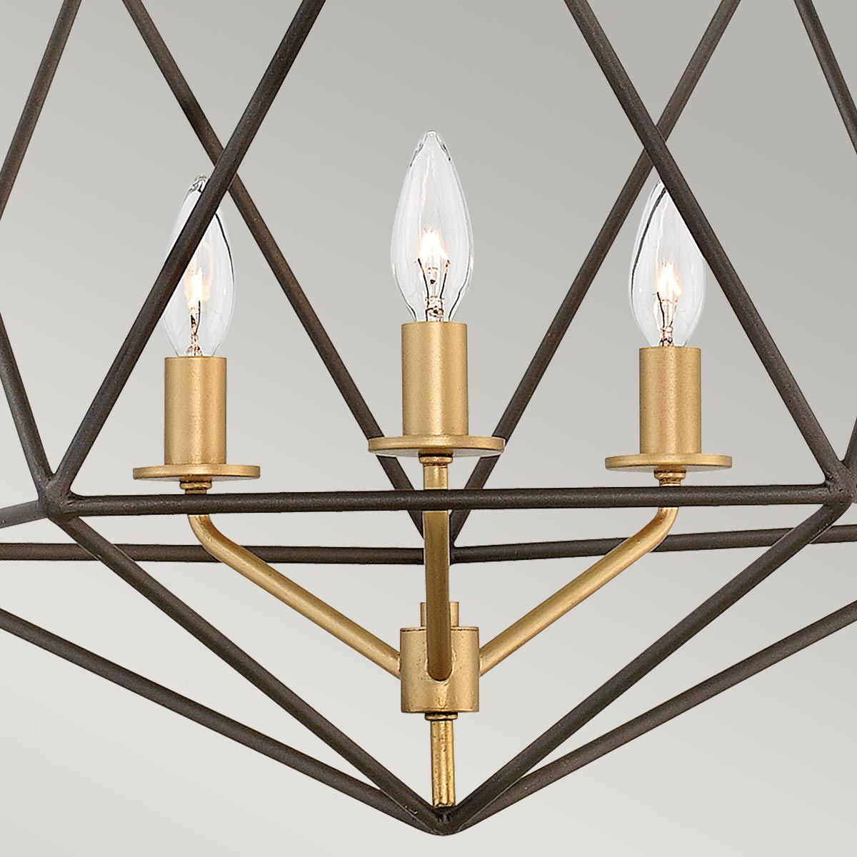 Astrid Light Pendant Chandelier in Matte Bronze and Deluxe Gold