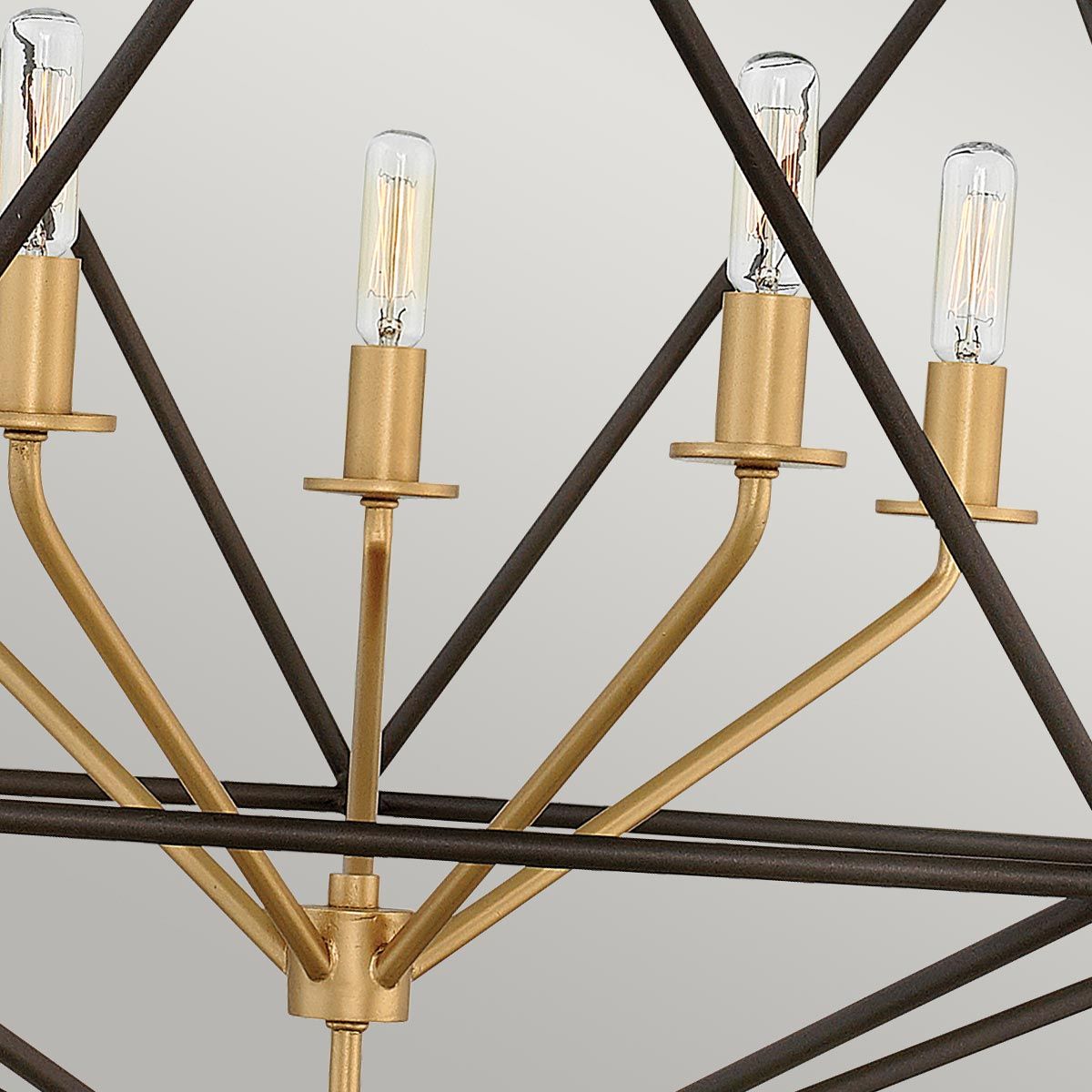 Astrid Light Pendant Chandelier in Matte Bronze and Deluxe Gold