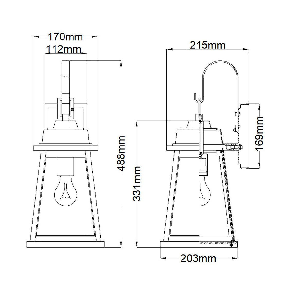 Bainbridge Light Wall Lantern in Medium in Oil Rubbed Bronze
