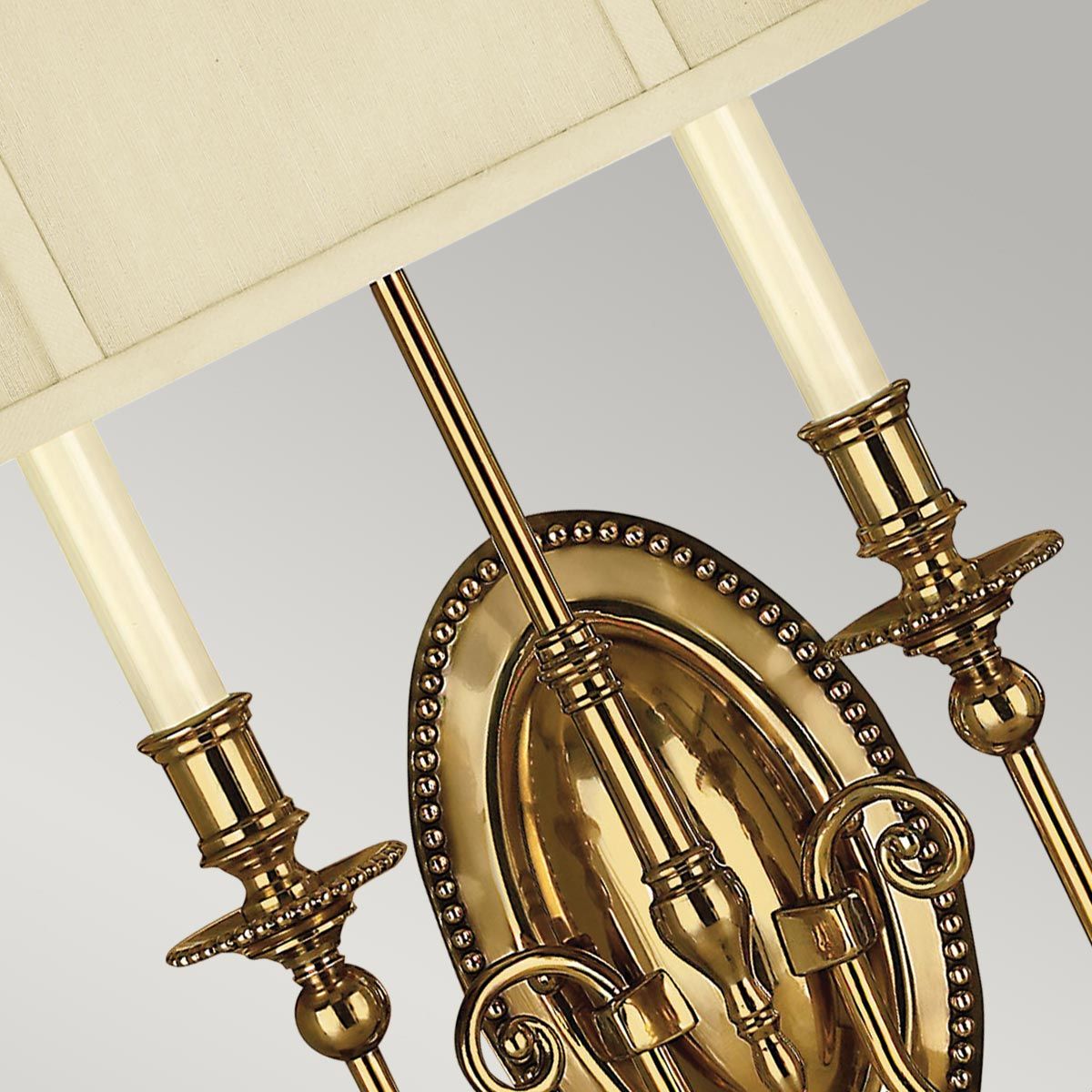 Cambridge in Light Wall Light in Burnished Brass with Ivory Shade