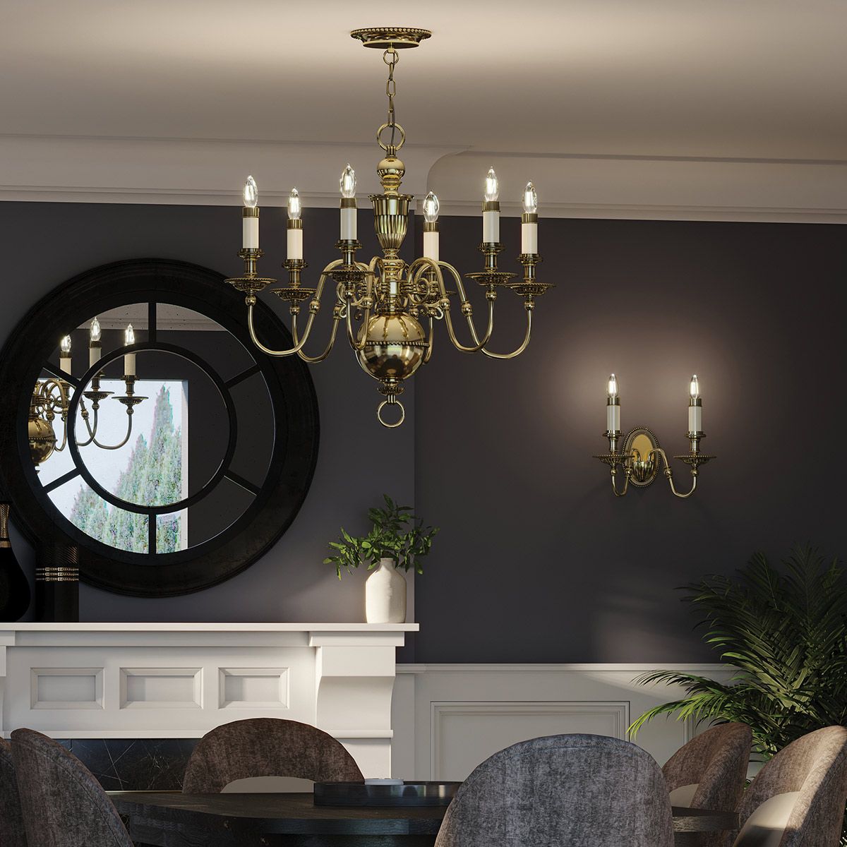 Cambridge In Light Chandelier In Burnished Brass