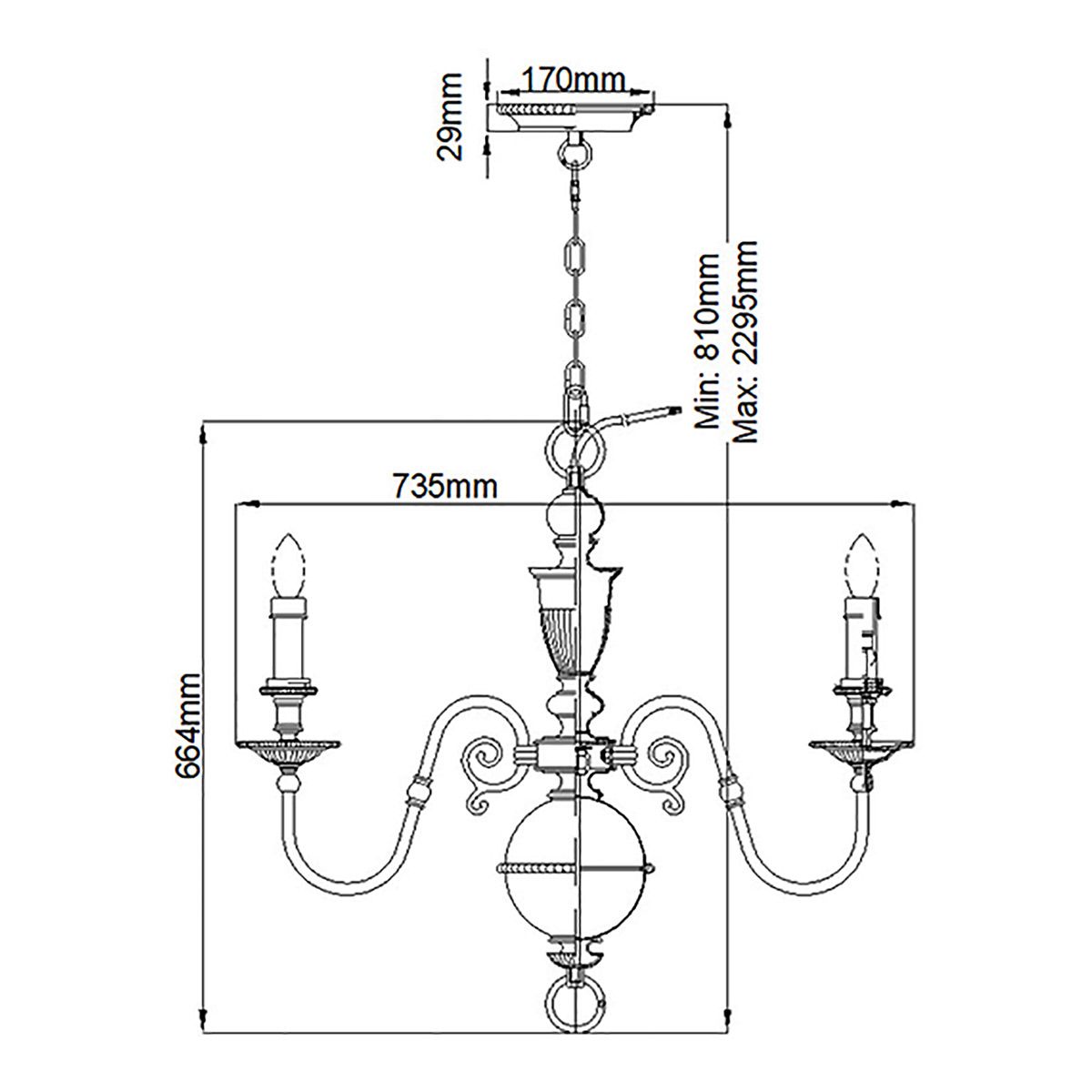 Cambridge In Light Chandelier In Burnished Brass