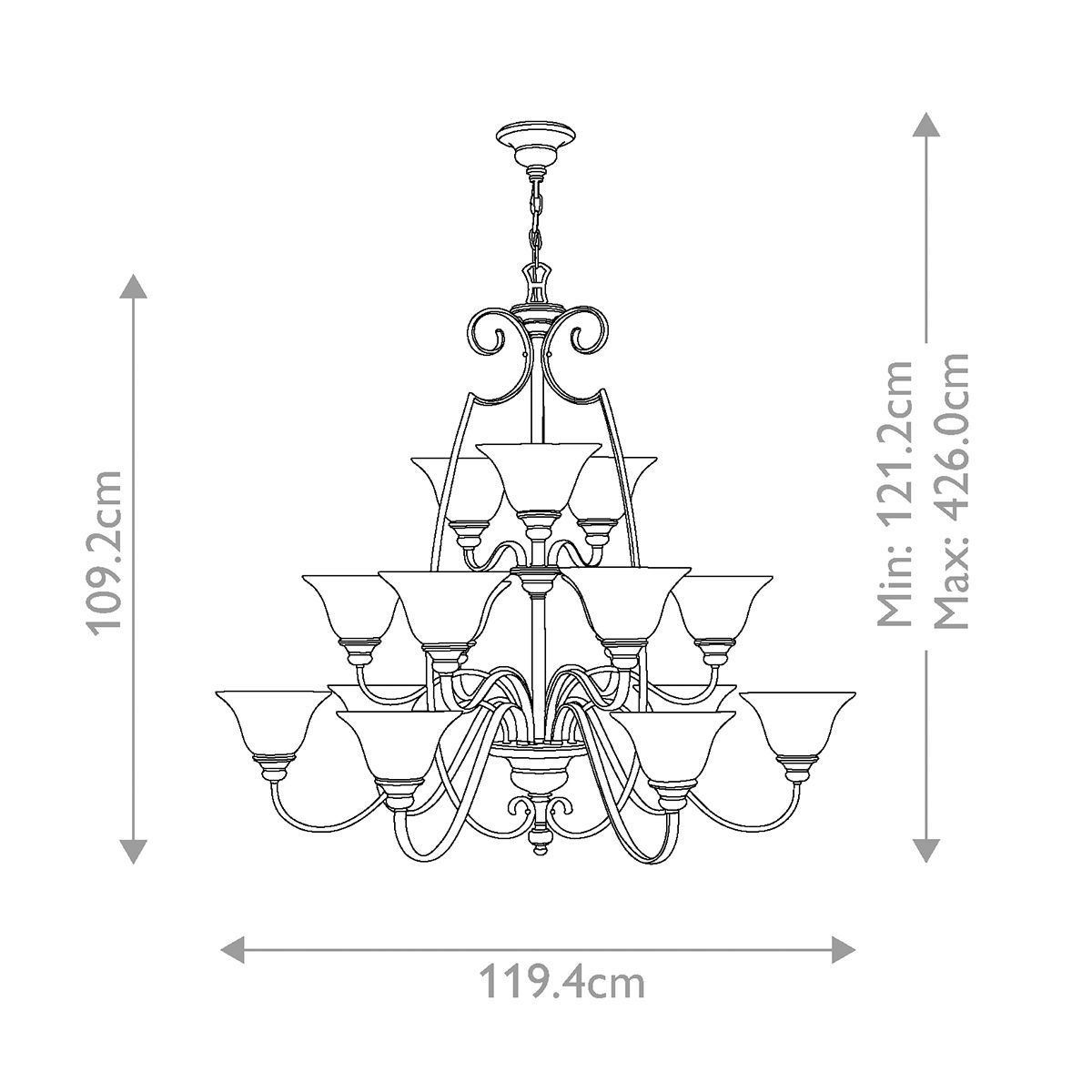 Cello Light Chandelier in Antique Bronze