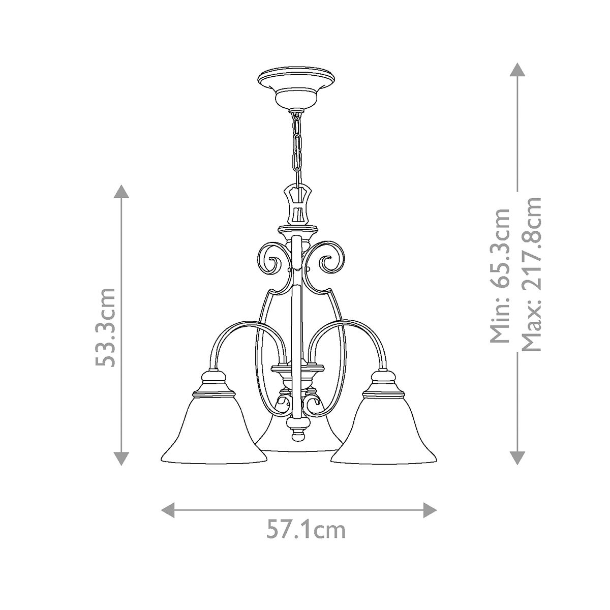 Cello Light Chandelier in Antique Bronze