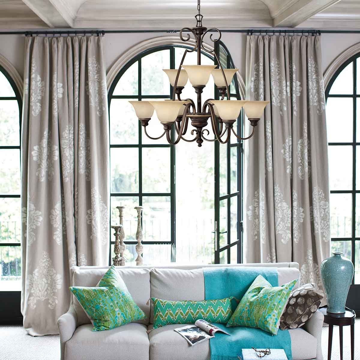Cello Light Chandelier in Antique Bronze
