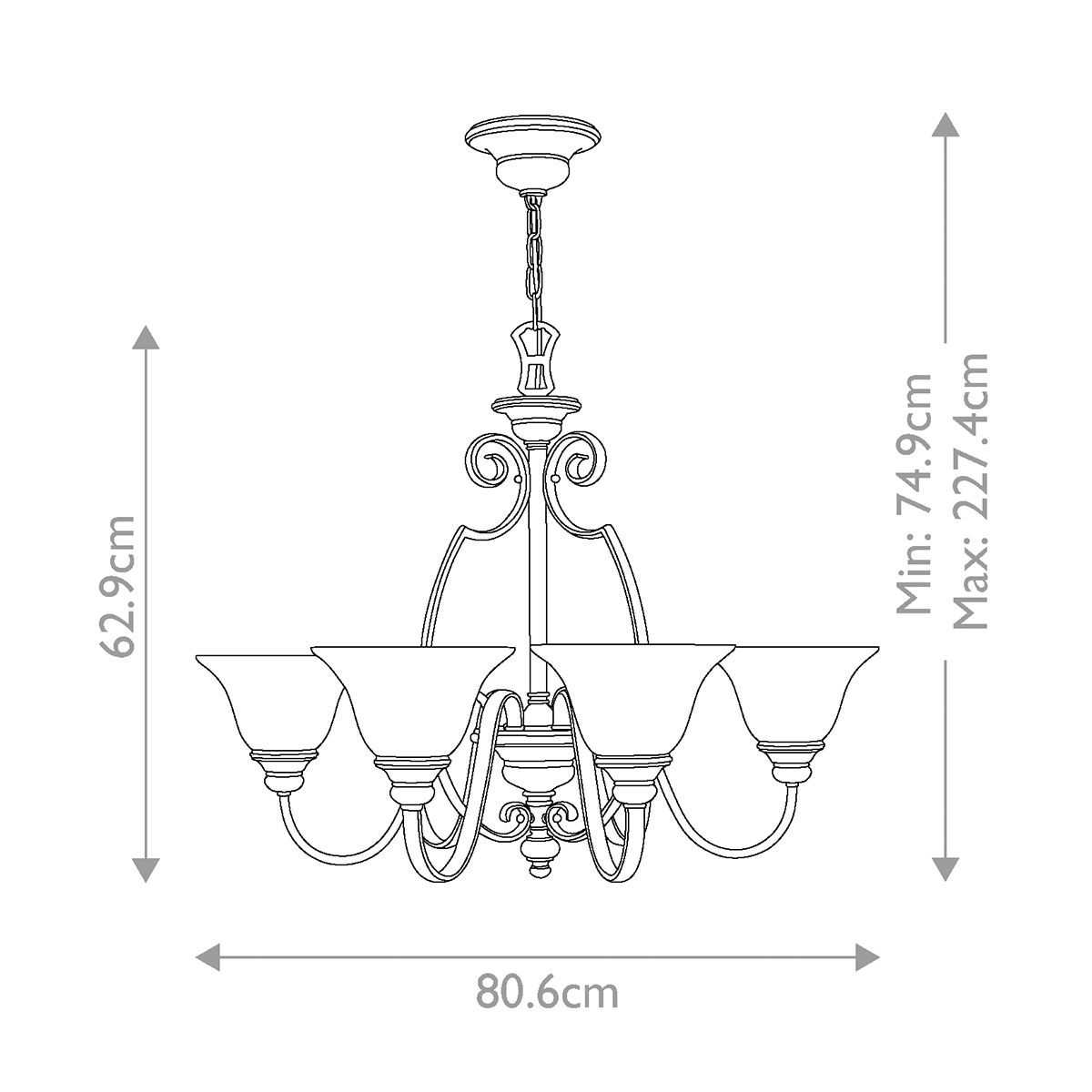 Cello Light Chandelier in Antique Bronze
