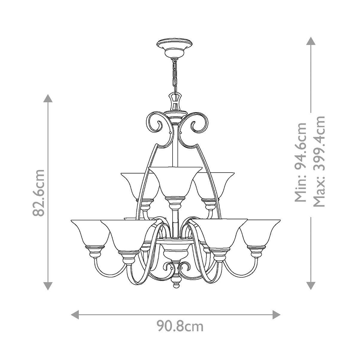 Cello Light Chandelier in Antique Bronze
