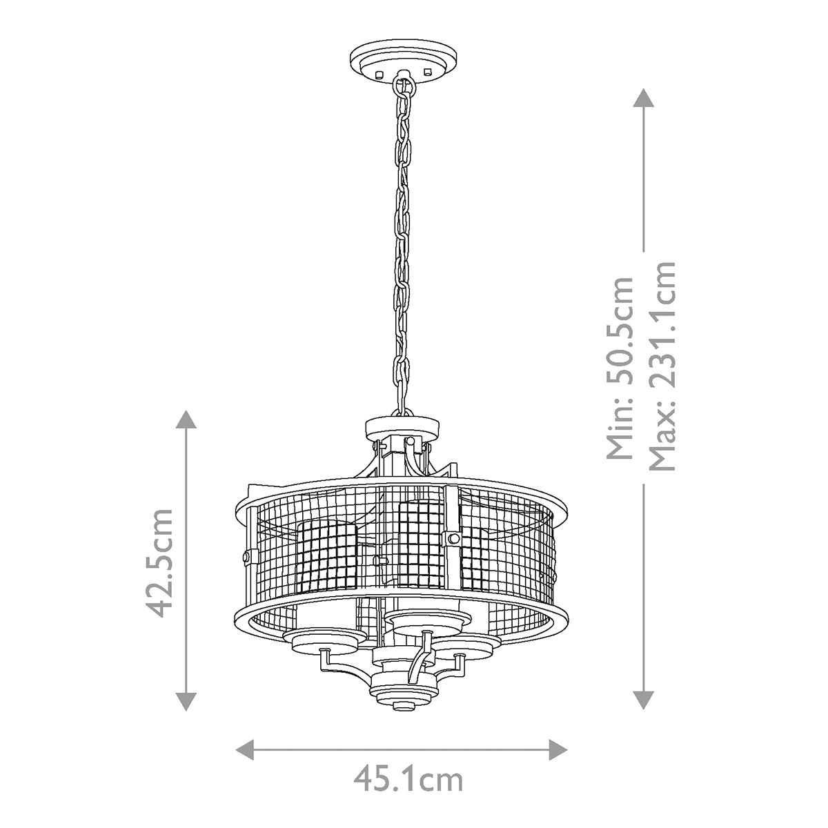 Ahrendale Light Duo Mount Chandelier in Anvil Iron