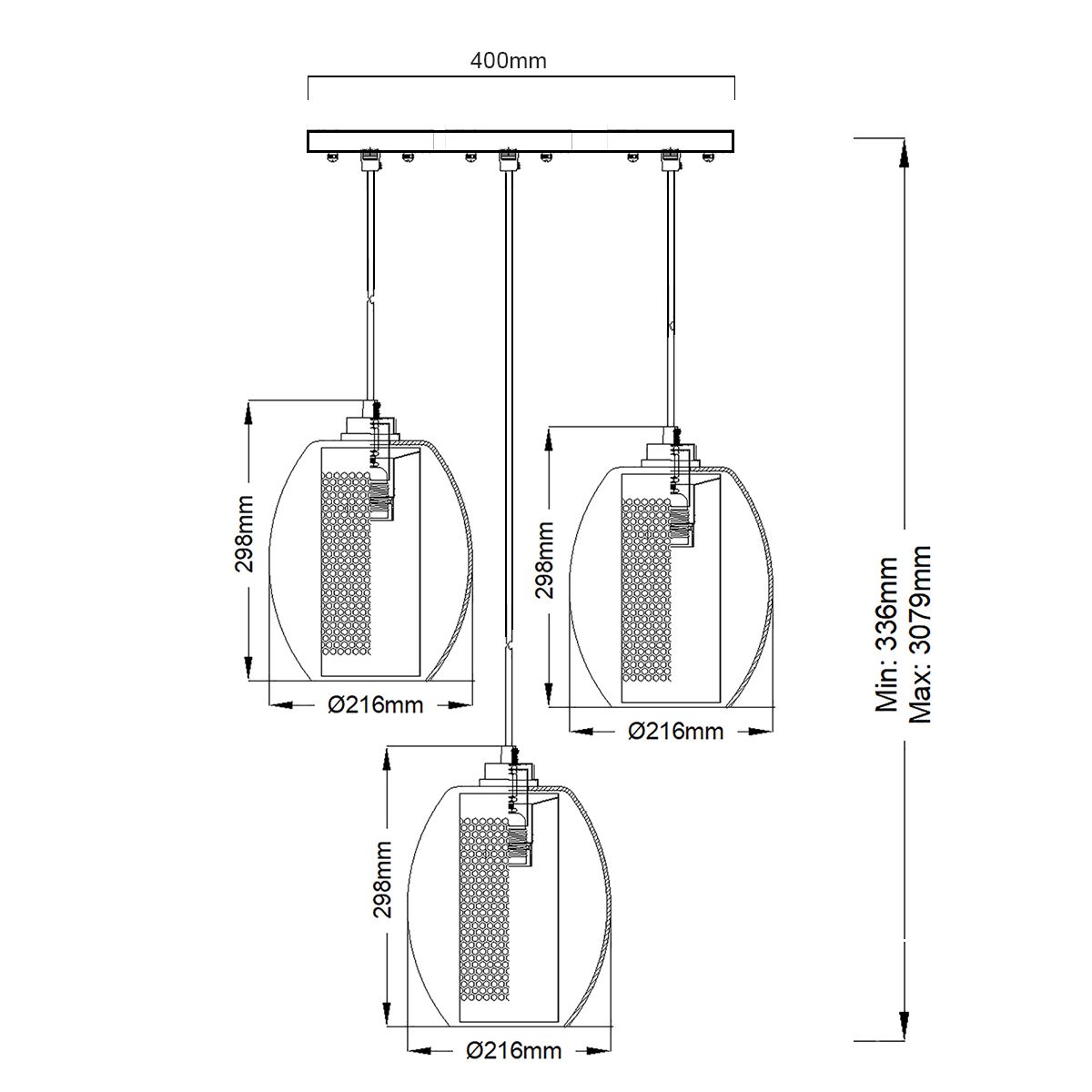 Asher Light Pendant Circle in Antique Pewter
