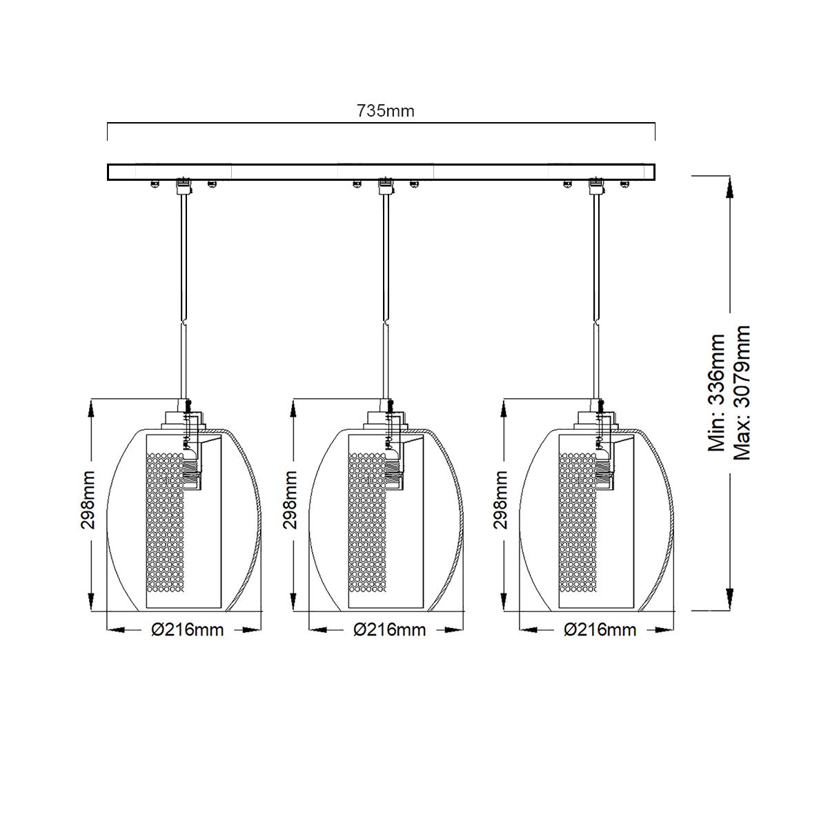 Asher Light Pendant Rectangle in Antique Pewter