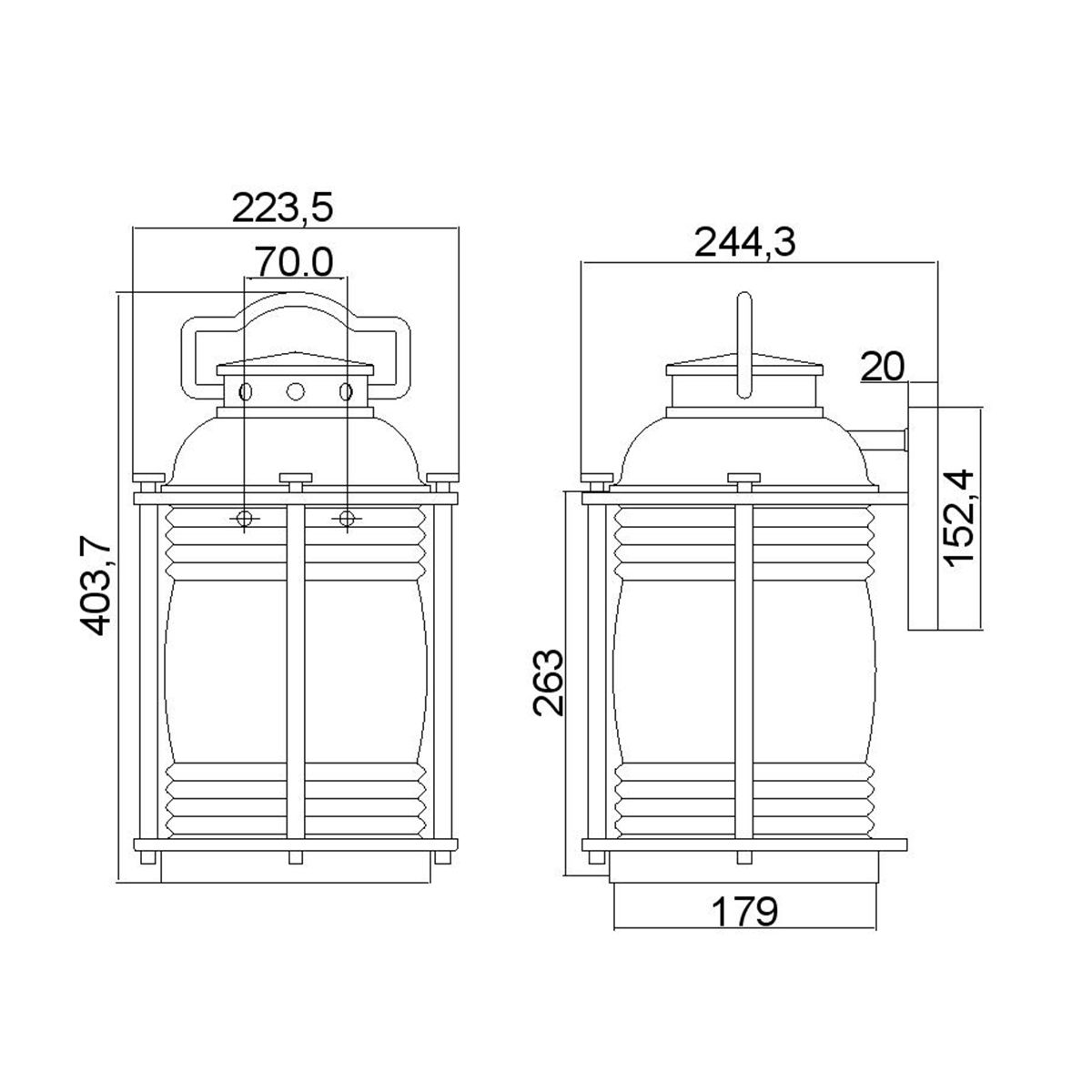 Ashland Bay Light Large Wall Lantern in Weathered Zinc